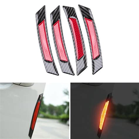 Kelenate Red Pcs Carbon Fiber Car Wheel Eyebrow Bump Protector Auto