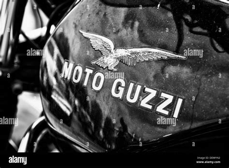 Fuel Tank Italian Motorcycle Moto Guzzi Black And White Stock Photo