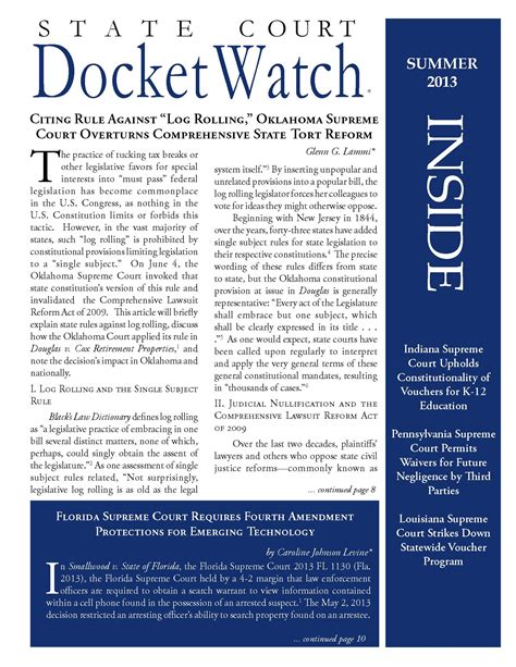 State Court Docket Watch Summer 2013