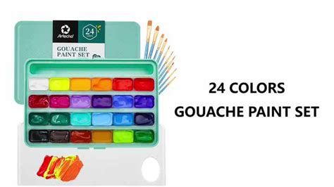 Artecho New 24 Colors 30ml Gouache Paint Set With Artist Brush Gouache