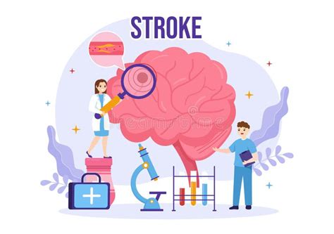 Human Brain Stroke Vector Illustration with Scientific Medical, Hemorrhage and Pain Point in ...