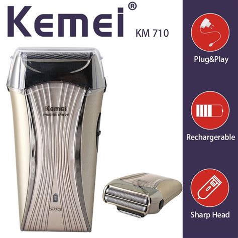 Jual Kemei Km Electric Shaver Rechargeable Triple Blade Heads