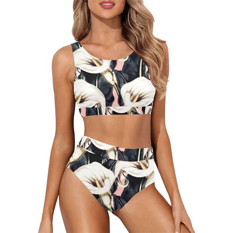 Pattern Calla Lily Flower Ii Crop Top Bikini Set Model S Id D