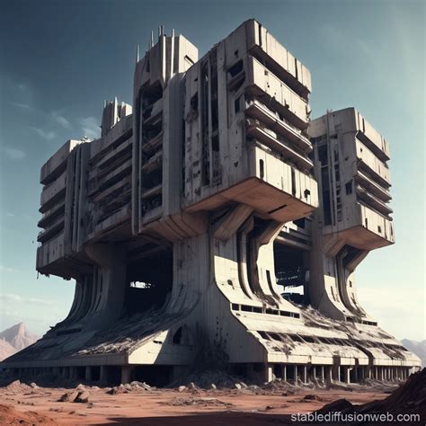 Abandoned Futuristic Building On Another Planet Stable Diffusion Online