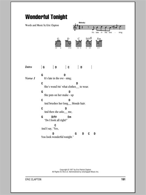 Wonderful Tonight By Eric Clapton Guitar Chords Lyrics Guitar