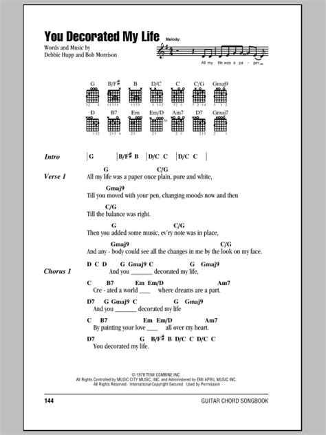 You Decorated My Life By Kenny Rogers Guitar Chords Lyrics Guitar