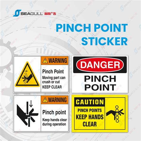 Pinch Point Sign Sticker Danger Caution Warning Keep Hands Clear