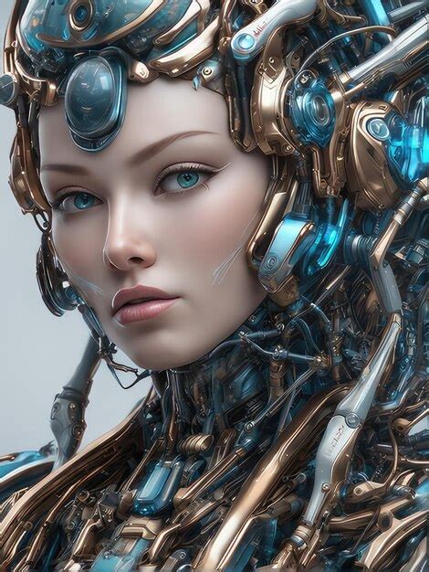 Premium Ai Image A Woman With A Futuristic Helmet And A Futuristic Face