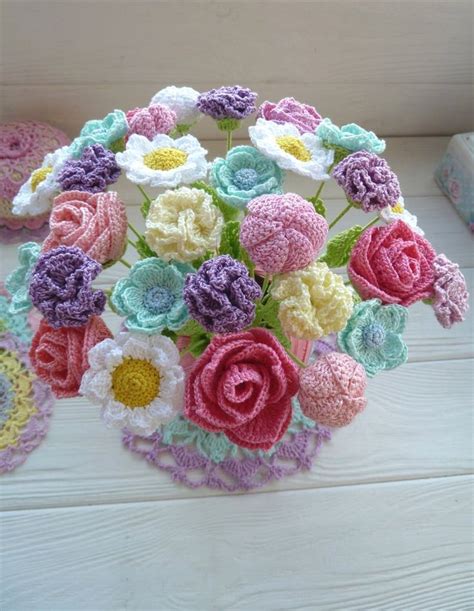 Crochet Bouquet Pattern Flowers For Decor Make Crochet Gift Crochet