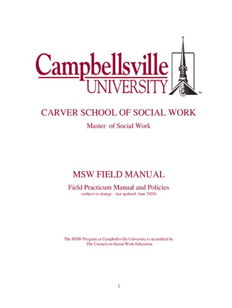 Fillable Online Msw Field Manual Pdf Carver School Of Social Work