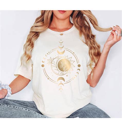 Mystic Moon And Sun Shirt Mystical Moon Phase Shirt Boho Vintage Moon