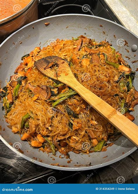 Homemade Glass Noodle In A Wok Stock Image Image Of Cooked Dish 314354249