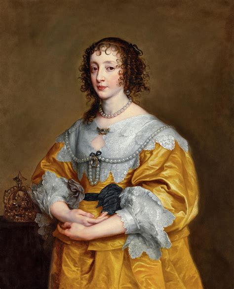 Portrait Of Queen Henrietta Maria In A Gold Gown Painting By Anthony