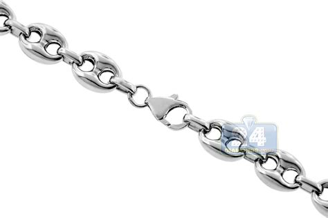 Italian 925 Silver Anchor Puffed Link Mens Necklace 9 Mm