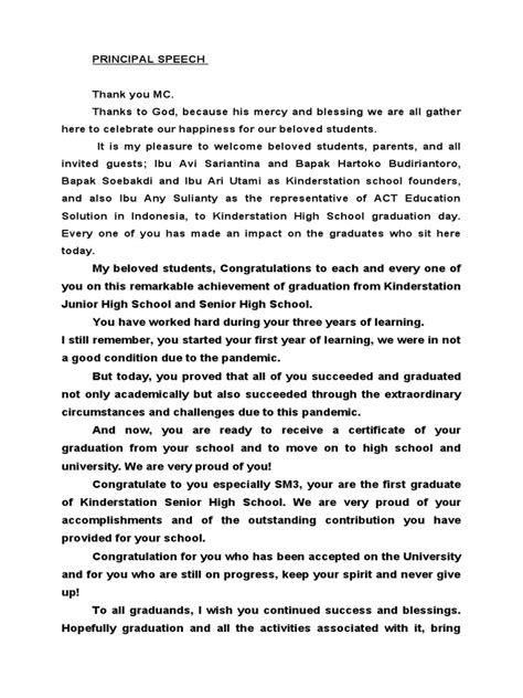 Principal Speech Pdf