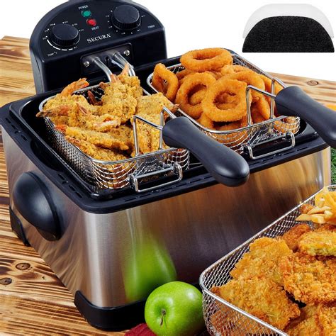 Stainless-Steel Triple-Basket Electric Deep Fryer - The Secura