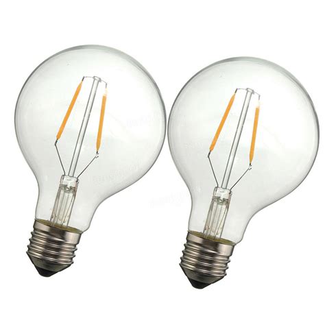 Dimmable E27 2W Warm White COB LED Filament Retro Edison Incandescent ...