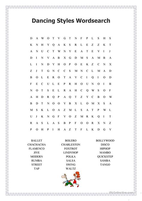 Dance Word Search Printable