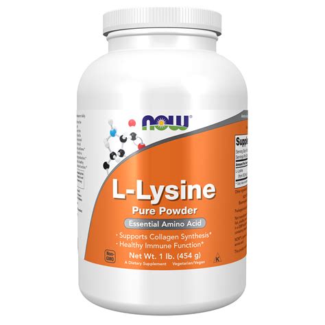 Now Supplements L Lysine Powder 1 Pound Supports Collagen Synthesis