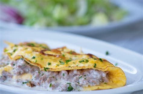 Gef Llte Omelette Mit Hackfleisch Und Lauch Rezept