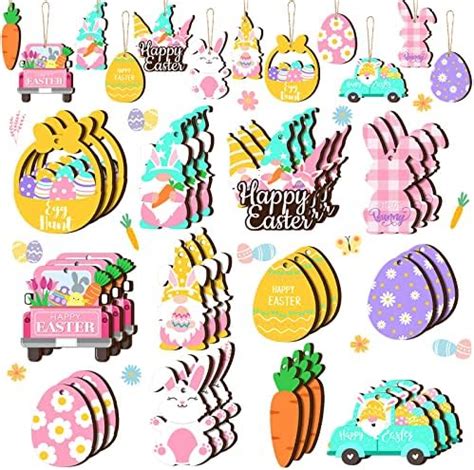 Amazon Yalikop Pieces Happy Easter Wooden Ornaments For Tree