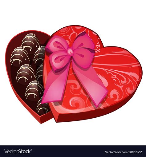 Box Of Chocolates In Shape Of Heart Royalty Free Vector