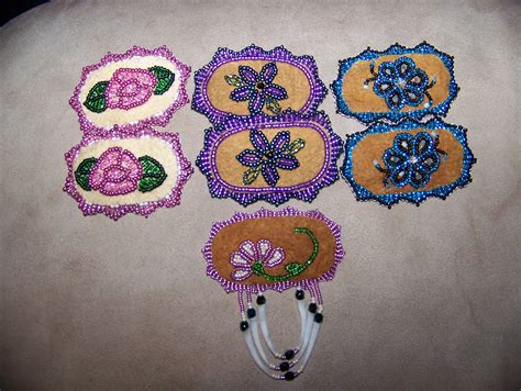 Beaded Hair Barrettes On Moosehide Alaska Native Beadwork By Liisia