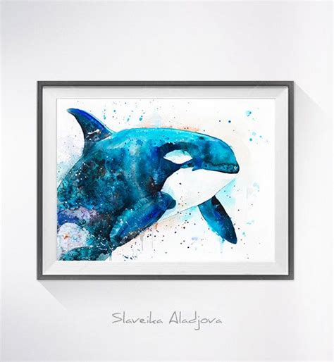 Orca Watercolor Painting Print By Slaveika Aladjova Art Etsy Sea