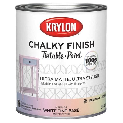 Krylon Tintable Water Based Tintable Chalky Paint 1 Quart In The