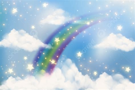 Pink Rainbow And Clouds On Gradient Background, Rainbow, Background ...