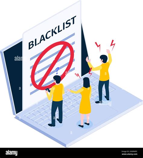 Internet Ban Blacklist Isometric Icon With Denied Access And Users In