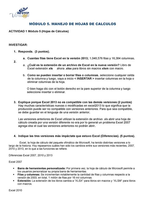Actividad Modulo Curso De Infotep M Dulo Manejo De Hojas De