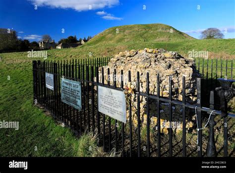 The ruins of Fotheringhay Castle, river Nene, Fotheringhay village ...