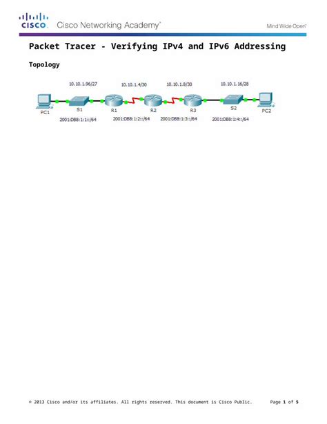 Docx Packet Tracer Verifying Ipv And Ipv Addressing