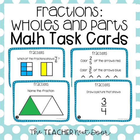 Rd Grade Fractions Task Cards Wholes And Parts Fractions Math