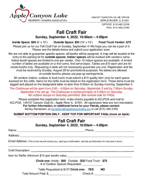 Fillable Online Fall Craft Fair Fax Email Print Pdffiller