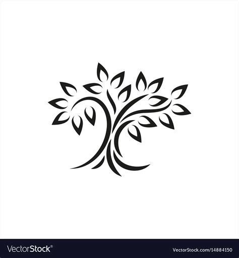 Simple Minimal Black Tree Icon Symbol Style Vector Image