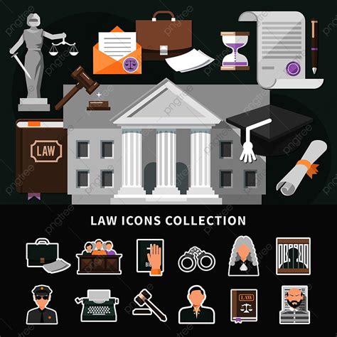 Law Justice Legal Vector Design Images Law Icons Background With Set