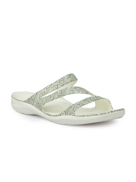 Buy Crocs Swiftwater Women White Solid Open Toe Flats - Flats for Women 5125538 | Myntra