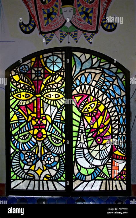 Stain Glass Window Colourful Vitrail By Jean Cocteau Knight Templar Peace Chapelle Notre Dame