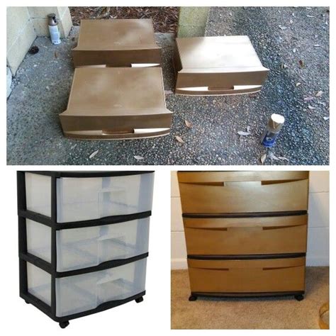 Metallic spray paint plastic bins | Diy storage, Diy furniture ...