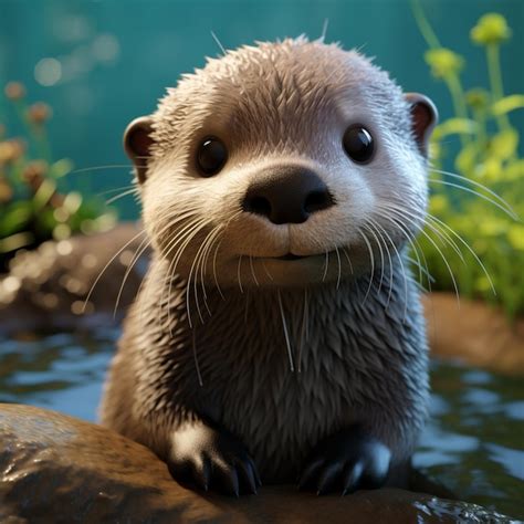 Premium Ai Image There Is A Small Otter That Is Sitting In The Water