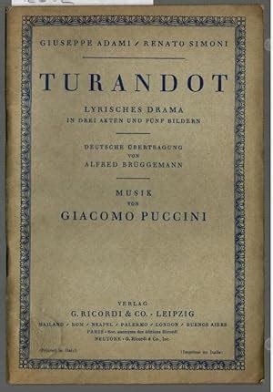 Turandot Lyrisches Drama In 3 Akten Und 5 Bildern Textbuch