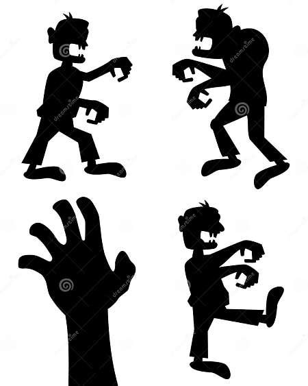 Halloween Zombie Silhouettes Set Stock Vector Illustration Of