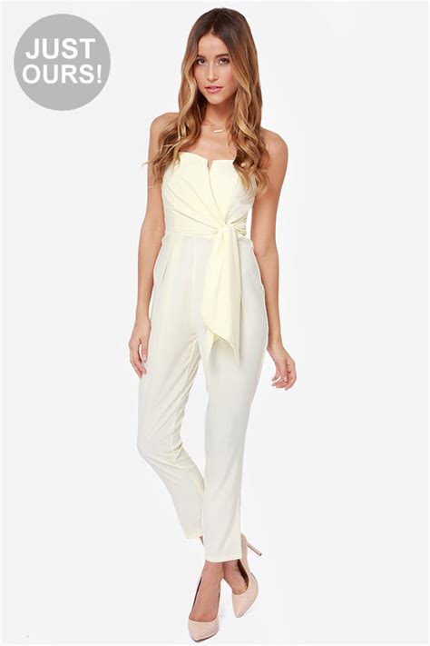 Cute Strapless Jumpsuit Cream Jumpsuit 43 00