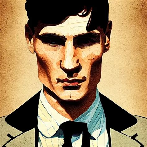 A Portrait Of Thomas Shelby From The Peaky Blinders In Stable