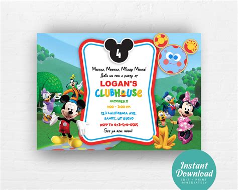 Mickey Mouse Clubhouse 3rd Birthday Invitations