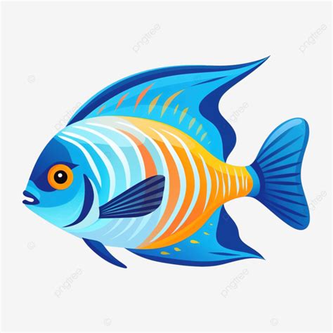 Exotic Ocean Fish Simple Flat Clip Art, Children, Cartoon, Tropics PNG Transparent Image and ...