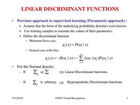 Ppt Linear Discriminant Functions Powerpoint Presentation Free