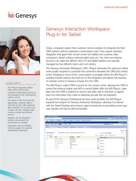 Genesys Interaction Workspace Plug In For Siebel Pdf Customer